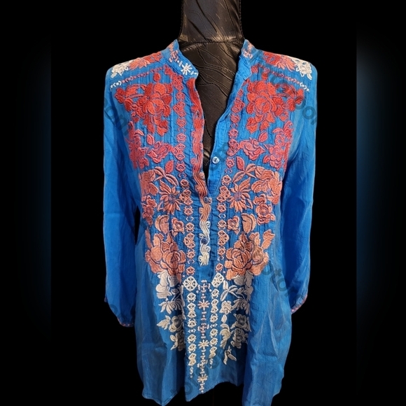 NWT Johnny Was Xs Embroidered, long sleeve tunic top - Picture 10 of 12